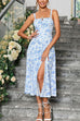 Margovil Adjustable Strap Back Lace-up Slit Midi Dress