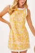 Sleeveless Side Slit Printed Shift Mini Dress