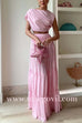 Ruched Crop Top and Elastic Waist Ruffle Tiered Maxi Skirt Set