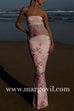 Margovil Strapless Floral Print Mesh Bodycon Maxi Dress