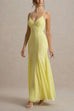 Margovil V Neck Adjustable Strap Bodycon Flare Maxi Dress