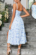 Margovil Adjustable Strap Back Lace-up Slit Midi Dress