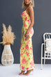 Spaghetti Strap Lace-up Floral Print Maxi Dress