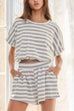 Margovil Striped Short Sleeves Crop Top and Elastic Waist Pocketed Shorts Set