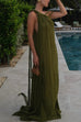 One Shoulder Sleeveless Draped Braids Maxi Dress