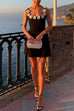 Margovil 3D Floral Neck Backless Mini Cami Dress