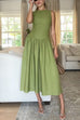 Sleeveless Drop Waist Swing Midi Dress