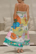Margovil Spaghetti Strap High Waist Tropic Print Maxi Holiday Dress