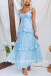 Backless Lace-up Ruffle Trim Sleeveless Maxi Dress
