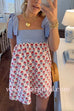 Margovil Striped Tie Shoulder Floral Print Mini Cami Dress
