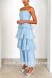 Margovil Strapless Empire Waist Ruffle Layered Maxi Dress
