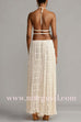Margovil Frilled Halter Open Back Crop Top and Pleated Maxi Skirt Set