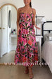 Tropical Bloom Strappy Backless Ruffle Maxi Dress