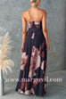 Strapless Tie Waist Floral Print Flowy Maxi Dress