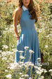 Lapel Sleeveless Open Back Waisted Maxi Dress