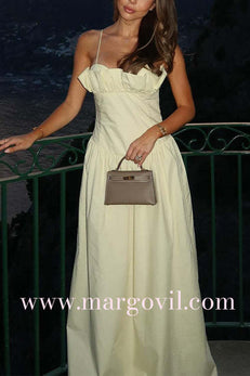 Spaghetti Straps Frill Neck Swing Maxi Dress