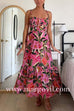 Tropical Bloom Strappy Backless Ruffle Maxi Dress