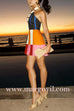 Criss Cross Halter Backless Color Block Mini Dress