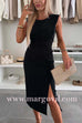 Margovil Crewneck Sleeveless Slit Bodycon Midi Dress