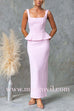 Square Neck Sleeveless Back Slit Ruffle Maxi Dress