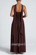 Margovil Strapless Back Lace-up High Slit Splice Maxi Dress