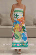 Margovil Spaghetti Strap High Waist Tropic Print Maxi Holiday Dress