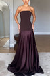 Margovil Strapless Satin Patchwork Flare Maxi Dress