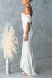 Off Shoulder Hollow Out Lace Bodycon Maxi Dress