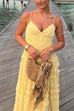 V Neck Ruffle Trim Tiered Maxi Cami Dress