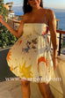 Margovil Spaghetti Strap Unique Print Bubble Mini Dress