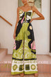 Margovil Tie Front Cut Out Wide Leg Printed Cami Jumpsuit