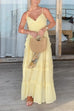 V Neck Ruffle Trim Tiered Maxi Cami Dress