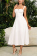 Margovil Adjustable Strap Back Lace-up Slit Midi Dress