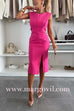 Margovil Crewneck Sleeveless Slit Bodycon Midi Dress