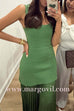 U Neck Sleeveless Pleated Splice Maxi Dress