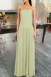 Margovil Strapless Tube Patchwork Pleated Maxi Dress