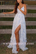 Margovil Back Lace-up Ruffle Hem Slit Floral Print Maxi Cami Dress