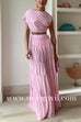 Ruched Crop Top and Elastic Waist Ruffle Tiered Maxi Skirt Set