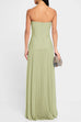 Margovil Strapless Tube Patchwork Pleated Maxi Dress