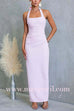 Halter Back Slit Ruched Waist Bodycon Maxi Dress
