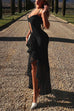 Margovil Spaghetti Strap Cut Out Ruffle Trim Bodycon Maxi Dress