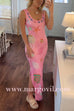 Sleeveless Side Slit Beach Vibes Print Bodycon Maxi Dress