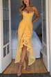Margovil Spaghetti Strap Draped Front Ruffle Trim Maxi Dress