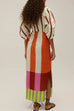 Margovil Knot Front Cut Out Puff Sleeves Side Slit Printed Midi Dress