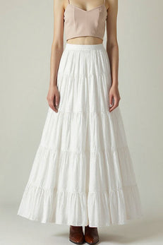 Margovil Smocked Elastic Waist Ruffle Tiered Maxi Skirt