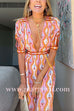 V Neck Short Sleeves Backless Printed Maxi Dress
