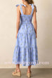 Tie Shoulder Smocked Ruffle Tiered Floral Print Midi Dress