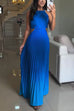 Margovil Sleeveless Cut Out Back Lace-up Gradient Pleated Maxi Dress