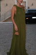 One Shoulder Sleeveless Draped Braids Maxi Dress