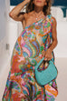 Tie Knot One Shoulder Unique Print Maxi Vacation Dress